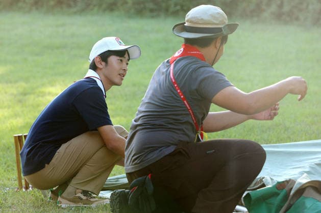Prince Hisahito joins boy scout event in western Japan Japanese Prince Hisahito (L) sets up a tent during the 19th Nippon Scout Jamboree in Jinsekikogen in Hiroshima Prefecture, western Japan, on Aug. 7, 2026. (Pool photo)  A14AA0005625345P
