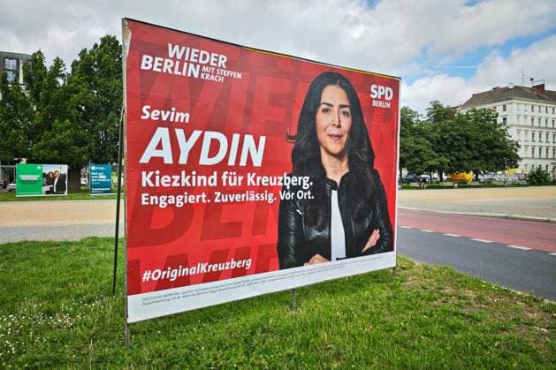 Berlin, Deutschland, 07.08.2026: Wahlplakat mit Sevim Aydin, SPD *** Berlin, Germany, August 7, 2026 Election poster featuring Sevim Aydin, SPD Copyright: xdtsxNachrichtenagenturx dts_129533