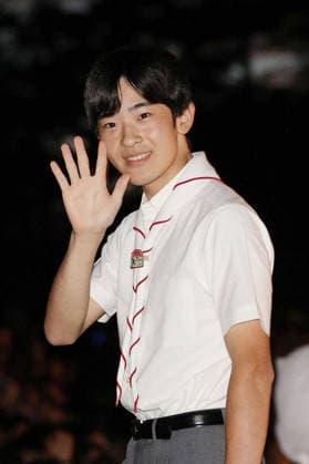 Prince Hisahito joins boy scout event in western Japan Japanese Prince Hisahito waves to participants during the 19th Nippon Scout Jamboree in Jinsekikogen in Hiroshima Prefecture, western Japan, on Aug. 7, 2026. (Pool photo)  A14AA0005625352P