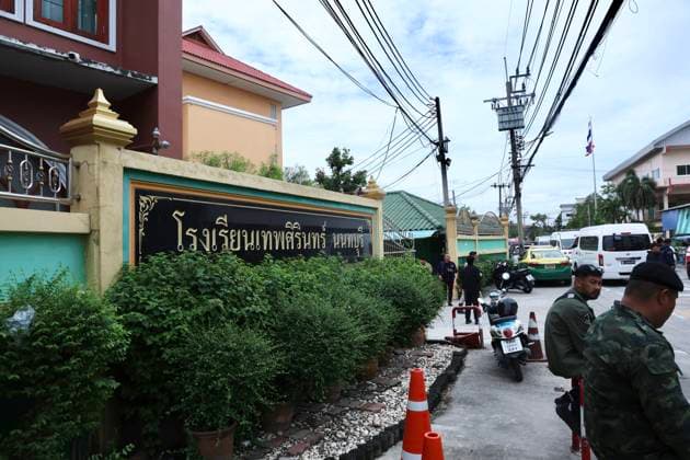(260807) -- NONTHABURI , Aug. 7, 2026 -- This photo taken on Aug. 7, 2026 shows the gate of Debsirin Nonthaburi School in Nonthaburi province, Thailand. Thai Prime Minister Anutin Charnvirakul said on Friday afternoon that eight people were confirmed dead, including the gunman and his grandparents, and over 30 people were injured, with nine in critical condition, as a gunman opened fire at a school and home in Nonthaburi province earlier the day. Local police were notified around 10 a.m. local time after a gunman opened fire at Debsirin Nonthaburi School in the Bang Kruai district of Nonthaburi province on the northwestern outskirts of Bangkok. Anutin also said such an incident must not be allowed to happen again, noting that the governmen 
