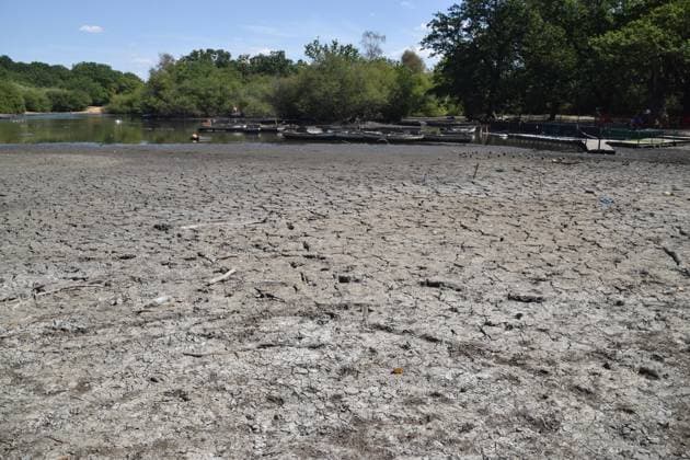 August 7, 2026, London, England, United Kingdom: A part of Hollow Pond in Leytonstone dries up as a drought persists in London and other parts of the UK. London United Kingdom  - ZUMAv130 20260807_zip_v130_014 Copyright: xVukxValcicx