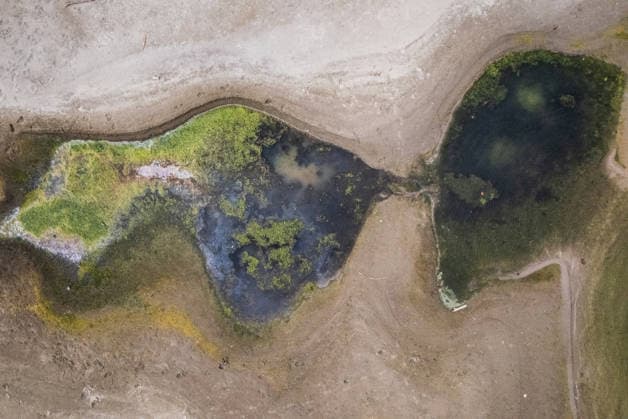 260807_PXL_Danube sandbanks Aerial view of the sandbanks on the Danube, visible after a long drought, in Ilok, Croatia, on August 08. 2026.  DavidxJerkovic PIXSELL
