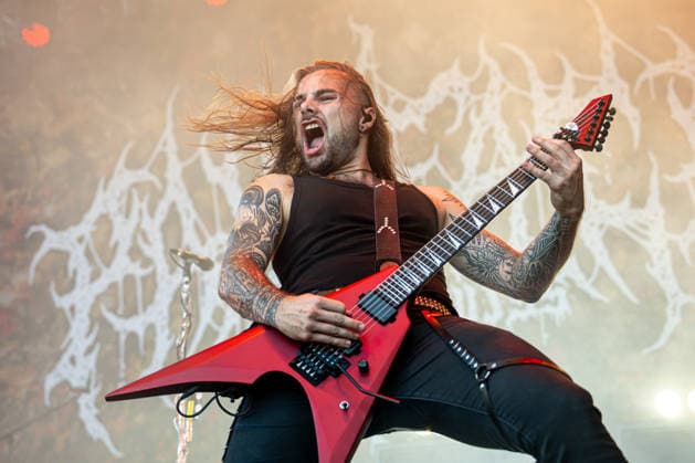 Yannick Lehmann, guitarist of the Swiss band Paleface Swiss, at the 29th Brutal Assault extreme music festival in Josefov fortress near Jaromer, Nachod district, Hradec Kralove Region, Czech Republic, August 7, 2026. (CTKxPhoto DavidxTanecek) CTKPhotoP2026080706774  CTKPhotoP2026080706774