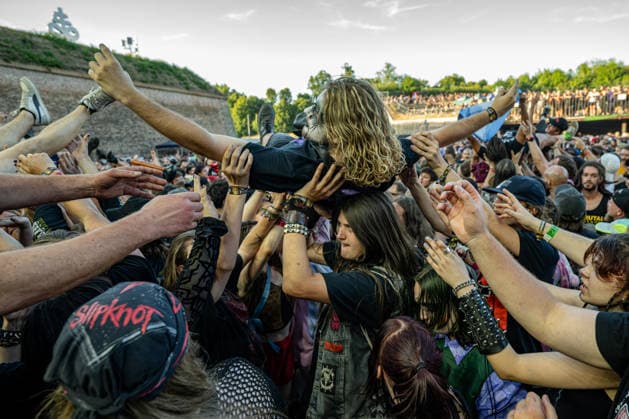 Fans of the Swiss band Paleface Swiss, at the 29th Brutal Assault extreme music festival in Josefov fortress near Jaromer, Nachod district, Hradec Kralove Region, Czech Republic, August 7, 2026. (CTKxPhoto DavidxTanecek) CTKPhotoP2026080706835  CTKPhotoP2026080706835