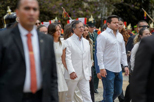 August 7, 2026, Bogota, Bogota D.C, Colombia: Colombian left-wing president Gustavo Petro (2022-2026) leaves the presidential palace Palacio de Narino ahead of the inauguration of president-elect Abelardo De la Espriella on August 7, 2026 in Bogota, Colombia. Bogota Colombia  - ZUMAvp1_ 20260807_zia_vp1_014 Copyright: xSebastianxBarrosx