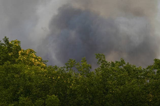 August 7, 2026, Sumarak, Vojvodina, Serbia: 202687, Sumarak, Serbia - Thick smoke rises above the landscape as a massive wildfire burns through the Deliblato Sands (Deliblatska Pescara) Special Nature Reserve. Helicopters of the Serbian Armed Forces are deployed to combat the blaze, using Bambi buckets to fetch water and extinguish the fire from the air. Deliblato Sands, often referred to as the European Sahara, is a strictly protected natural area. Sumarak Serbia  - ZUMAd223 20260807_zip_d223_005 Copyright: xMarkoxDimicx