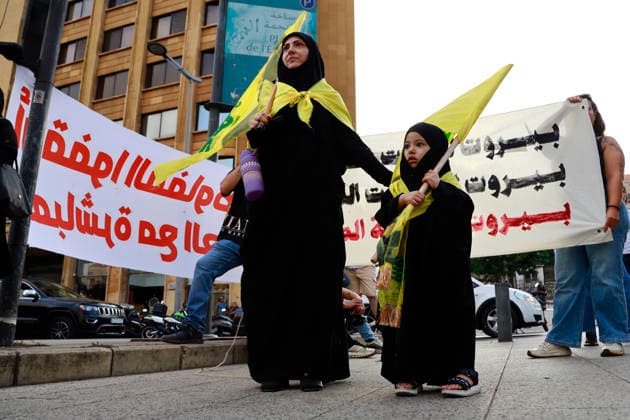 August 7, 2026, Beirut, Beirut, lebanon: Lebanese activists and students gather in front of the Lebanese government headquarters in Beirut during a protest against normalization with Israel on Friday. Participants raised banners and chanted slogans rejecting negotiations with Israel and calling for opposition to occupation. Beirut lebanon  - ZUMAb339 20260807_znp_b339_002 Copyright: xAbdulxKaderxAlxBayx