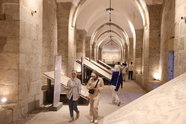 Syria exhibits antiquities returned from France at Damascus Citadel DAMASCUS, SYRIA - AUGUST 7: Artifacts returned by France are displayed at the Throne Hall inside the Citadel of Damascus during a summer festival in Damascus, Syria on August 7, 2026. The historical items belonging to Syria, which were smuggled out of the country approximately 15 years ago, were returned to Syria simultaneously with French President Emmanuel Macron s visit to Damascus. The exhibition featured funerary statues from Palmyra, relief inscriptions, and various artifacts dating back to the Roman period. Izz Aldien Alqasem Anadolu Damascus Syria. Editorial use only. Please get in touch for any other usage.  Copyright: x2026xAnadoluxIzzxAldienxAlqasemx