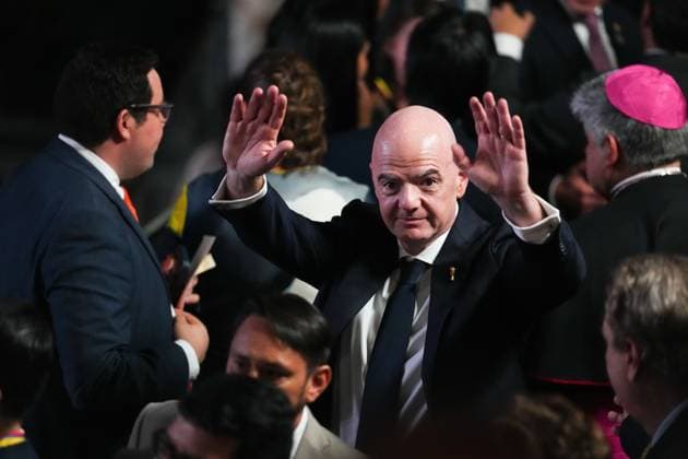 (260807) -- CALI(COLOMBIA), Aug. 7, 2026 -- FIFA President Gianni Infantino attends the new president s inauguration ceremony of Abelardo de la Espriella in Cali, Colombia, Aug. 7, 2026. Abelardo de la Espriella was sworn in as Colombia s new president on Friday in Cali, officially beginning his four-year term in office. (Photo by Xinhua) COLOMBIA-CALI-NEW PRESIDENT-INAUGURATION AndresxMoreno 