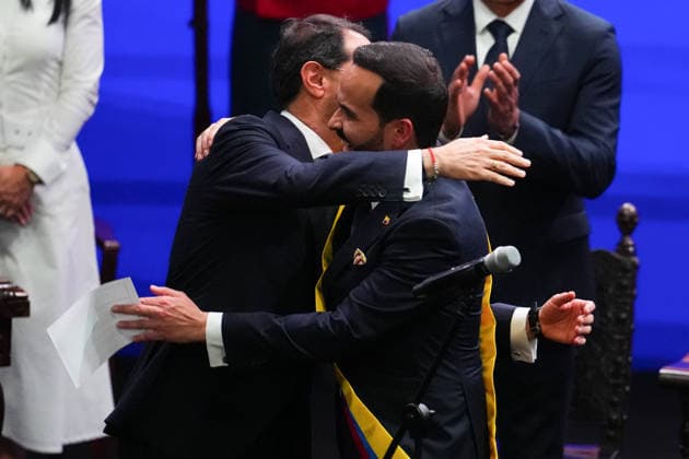 Abelardo de la Espriella sworn in as Colombia’s president in historic ceremony CALI, COLOMBIA – AUG. 7: Vice President-elect takes the oath of office before President-elect Abelardo de la Espriella during the inauguration ceremony at the Carlos Andres Perez Galindo Arena of the Universidad Santiago de Cali in Cali, Colombia, on Aug. 7, 2026. De la Espriella assumes office as Colombia’s president for the 2026-2030 term. Andres Acero Anadolu Cali Colombia. Editorial use only. Please get in touch for any other usage.  Copyright: x2026xAnadoluxAndresxAcerox