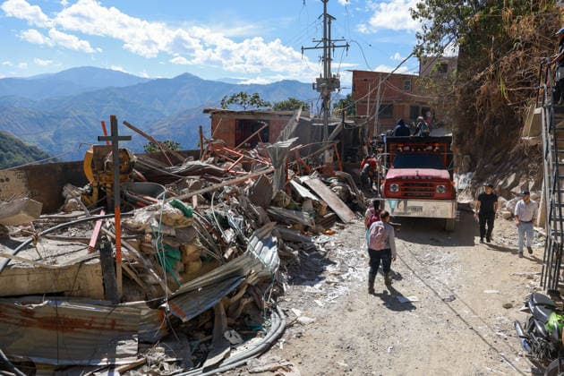 Gold mine explosion injures 19 in Colombia MARMATO, COLOMBIA - AUGUST 7: A powerful explosion in a gold-mining area near the town center injures 19 people, including two critically, and damages properties in the surrounding area in Marmato, Caldas department, Colombia, on August 7, 2026. Marmato is a historic gold-mining municipality where gold extraction has shaped the local economy for more than 400 years. Alexis Munera Anadolu Marmato Colombia. Editorial use only. Please get in touch for any other usage.  Copyright: x2026xAnadoluxAlexisxMunerax