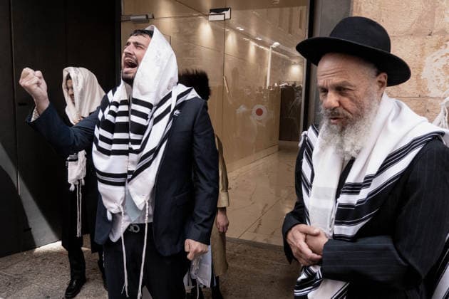 August 8, 2026, Jerusalem, Israel: Ultra Orthodox Haredi Jews demonstrate outside Cafo Basimta in downtown Jerusalem on Saturday over its decision to remain open for business on the Jewish Sabbath. Jerusalem Israel - ZUMAa126 20260808_zap_a126_004 Copyright: xNirxAlonx
