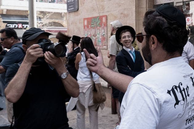 August 8, 2026, Jerusalem, Israel: Ultra Orthodox Haredi Jews demonstrate outside Cafo Basimta in downtown Jerusalem on Saturday over its decision to remain open for business on the Jewish Sabbath. Jerusalem Israel - ZUMAa126 20260808_zap_a126_005 Copyright: xNirxAlonx