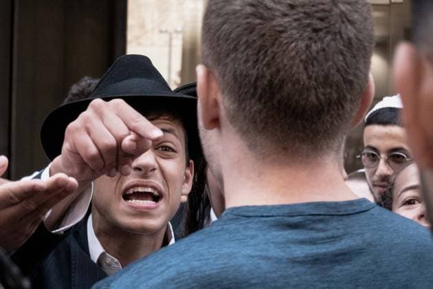 August 8, 2026, Jerusalem, Israel: Ultra Orthodox Haredi Jews demonstrate outside Cafo Basimta in downtown Jerusalem on Saturday over its decision to remain open for business on the Jewish Sabbath. Jerusalem Israel - ZUMAa126 20260808_zap_a126_011 Copyright: xNirxAlonx