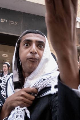 August 8, 2026, Jerusalem, Israel: Ultra Orthodox Haredi Jews demonstrate outside Cafo Basimta in downtown Jerusalem on Saturday over its decision to remain open for business on the Jewish Sabbath. Jerusalem Israel - ZUMAa126 20260808_zap_a126_008 Copyright: xNirxAlonx