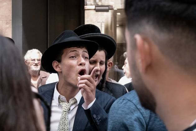 August 8, 2026, Jerusalem, Israel: Ultra Orthodox Haredi Jews demonstrate outside Cafo Basimta in downtown Jerusalem on Saturday over its decision to remain open for business on the Jewish Sabbath. Jerusalem Israel - ZUMAa126 20260808_zap_a126_010 Copyright: xNirxAlonx