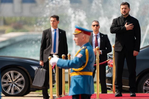 August 8, 2026, Belgrade, Central Serbia, Serbia: 202688, Belgrade, Serbia - Serbian President VUCIC ALEKSANDAR hosts Ukrainian President VOLODYMYR ZELENSKYY during his official visit to the Republic of Serbia at the Palace of Serbia. Belgrade Serbia - ZUMAd223 20260808_zip_d223_004 Copyright: xMarkoxDimicx