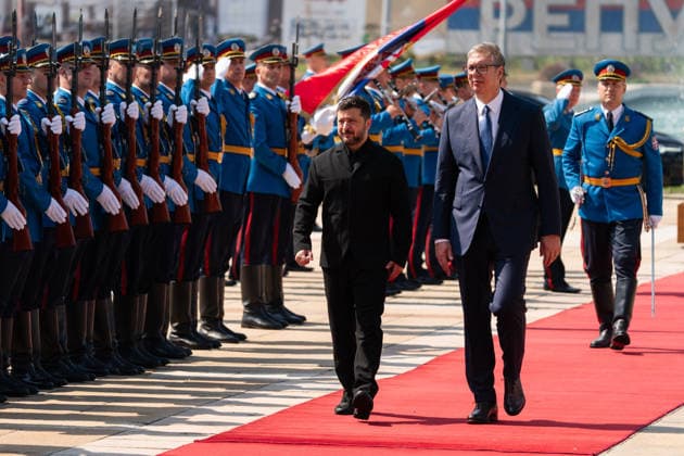 August 8, 2026, Belgrade, Central Serbia, Serbia: 202688, Belgrade, Serbia - Serbian President VUCIC ALEKSANDAR hosts Ukrainian President VOLODYMYR ZELENSKYY during his official visit to the Republic of Serbia at the Palace of Serbia. Belgrade Serbia - ZUMAd223 20260808_zip_d223_007 Copyright: xMarkoxDimicx