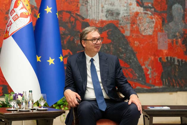 August 8, 2026, Belgrade, Central Serbia, Serbia: 202688, Belgrade, Serbia - Serbian President VUCIC ALEKSANDAR hosts Ukrainian President VOLODYMYR ZELENSKYY during his official visit to the Republic of Serbia at the Palace of Serbia. Belgrade Serbia  - ZUMAd223 20260808_zip_d223_019 Copyright: xMarkoxDimicx