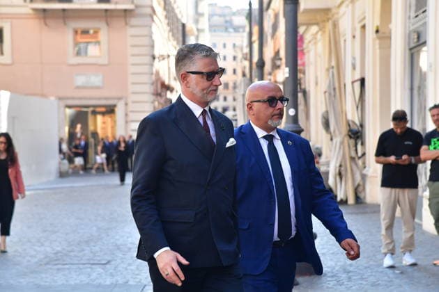 IPA87316893 - Rome, Basilica of San Lorenzo in Lucina: Funeral of Luigi Cavallari, husband of Minister Eugenia Maria Roccella. Pictured: Alessandro Giuli  Copyright: xVincenzoxLandix xVincenzoxLandix 87316893