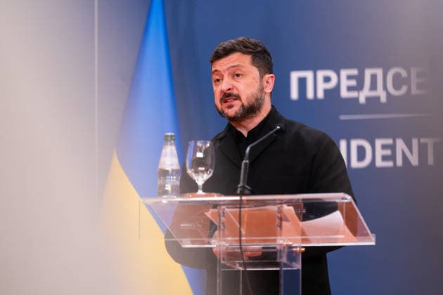 August 8, 2026, Belgrade, Central Serbia, Serbia: 202688, Belgrade, Serbia - Serbian President VUCIC ALEKSANDAR hosts Ukrainian President VOLODYMYR ZELENSKYY during his official visit to the Republic of Serbia at the Palace of Serbia. Ukrainian President VOLODYMYR ZELENSKYY addresses the media during a joint press conference. Belgrade Serbia  - ZUMAd223 20260808_zip_d223_032 Copyright: xMarkoxDimicx
