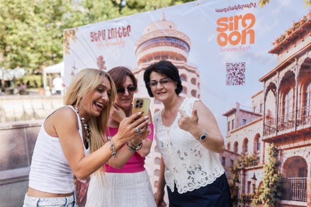 ARMENIA, YEREVAN - AUGUST 8, 2026: Women visit the Siroooon Arm Fest festival celebrating the culture of Armenia in Seasons Park, central Yerevan. Alexander Patrin TASS  95905728