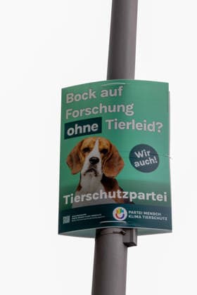 Wahl zum Abgeordnetenhaus, Wahlplakate in Berlin, 07.08.2026 Plakat: Tierschutzpartei - Wahlplakate der Parteien zur 20.Wahl des Abgeordnetenhauses von Berlin und den Bezirksverordnetenversammlungen, Berliner Stadtgebiet, Berlin, 07.8.26 Berlin Berliner Stadtgebiet Berlin Deutschland *** Election to the House of Representatives, campaign posters in Berlin, August 7, 2026: Animal Protection Party campaign poster; campaign posters from the various parties for the 20th election to the Berlin House of Representatives and the district councils; Berlin metropolitan area, Berlin, August 7, 2026; Berlin metropolitan area, Berlin, Germany Copyright: xHolgerxMuchx