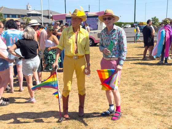August 8, 2026, Margate, Margate, UK: Margate, UK. Revellers arrive to attend the start of the annual Margate Pride event celebrating its momentous 10th anniversary with a grassroots, corporate-free, and inclusive community festival across Margate. Margate UK  - ZUMAl94_ 20260808_zaf_l94_046 Copyright: xRayxTangx