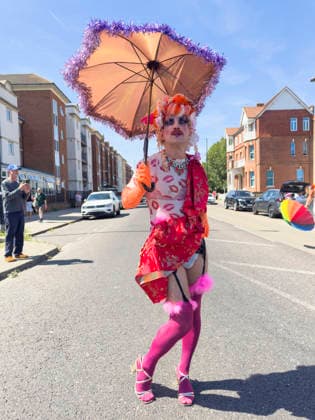 August 8, 2026, Margate, Margate, UK: Margate, UK. Revellers arrive to attend the start of the annual Margate Pride event celebrating its momentous 10th anniversary with a grassroots, corporate-free, and inclusive community festival across Margate. Margate UK  - ZUMAl94_ 20260808_zaf_l94_050 Copyright: xRayxTangx