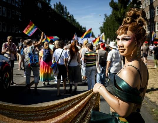 AMSTERDAM - Participants in the Pride March are walking towards Museumplein. The peaceful protest march marks the conclusion of WorldPride, which took place in Amsterdam this year. SEM VAN DER WAL ANP netherlands out - belgium out  Copyright: xx x565088752x originalFilename: 565088752.jpg