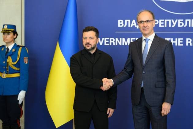 Zelensky meets Serbian president during first official visit to Belgrade Ukrainian President Volodymyr Zelensky meets Serbian President Aleksandar Vucic and other officials during an official visit to Belgrade, Serbia, on August 8, 2026. The visit, Zelensky s first to Serbia, comes as the two countries seek to strengthen bilateral relations and discuss security, economic cooperation, and relations with the European Union. Photo by PRESIDENT OF UKRAINE apaimages Ukraine Ukraine Ukraine 080826_Serbia_UPO_00(10).jpeg Copyright: xapaimagesxPRESIDENTxOFxUKRAINEx xapaimagesx