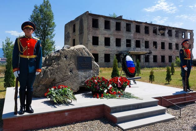 SOUTH OSSETIA, TSKHINVAL - AUGUST 8, 2026: A flower laying ceremony at Russian peacekeepers barracks that was attacked during Georgia s aggression against South Ossetia in 2008. Alyona Tedeyeva TASS  95914196