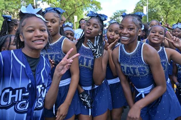 Chicago hosts 97th annual Bud Billiken Parade CHICAGO, ILLINOIS - AUGUST 08: Members of the Chi-Town Cats cheer team pose for a photo as they march down Dr. Martin Luther King Jr. Drive during the 97th annual Bud Billiken Parade in the Bronzeville neighborhood on August 08, 2026 in Chicago, Illinois. Established in 1929, the historic procession is the largest African American parade in the United States, drawing hundreds of thousands of spectators to celebrate Black youth, culture, and the upcoming back-to-school season. Jacek Boczarski Anadolu Chicago United States. Editorial use only. Please get in touch for any other usage.  Copyright: x2026xAnadoluxJacekxBoczarskix