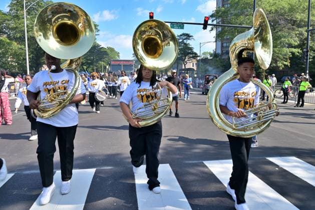 Chicago hosts 97th annual Bud Billiken Parade CHICAGO, ILLINOIS - AUGUST 8: Performers and community members march down Dr. Martin Luther King Jr. Drive during the 97th annual Bud Billiken Parade in the Bronzeville neighborhood on August 8, 2026. Established in 1929, the historic procession is the largest African American parade in the United States, drawing hundreds of thousands of spectators to celebrate Black youth, culture, and the upcoming back-to-school season. Jacek Boczarski Anadolu Chicago United States. Editorial use only. Please get in touch for any other usage.  Copyright: x2026xAnadoluxJacekxBoczarskix