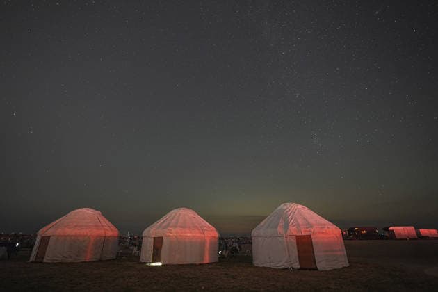 Perseid meteor shower event in Bursa BURSA, TURKIYE - AUGUST 09: A view of the sky as more than 25,000 skywatchers gather to observe the Perseid meteor shower during the sixth annual Perseid Meteor Shower Observation Event held with the support of the Cemre Foundation in Karacabey district of Bursa, Turkiye, on August 09, 2026. Sergen Sezgin Anadolu Bursa Turkey. Editorial use only. Please get in touch for any other usage.  Copyright: x2026xAnadoluxSergenxSezginx