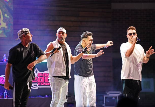 August 8, 2026, Woodstock, Georgia, USA: Jacob Underwood, Dan Miller, Erik-Michael Estrada, Trevor Penick of O-Town at Pop 2000 Tour at the Woodstock Summer Concert Series, Woodstock, Georgia. August 8, 2026 Woodstock USA  - ZUMAs380 20260808_zep_s380_007 Copyright: xDerekxStormx