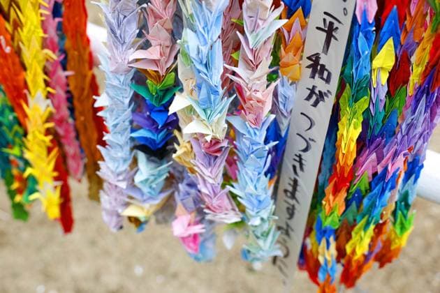 81st A-bomb anniversary in Nagasaki Paper cranes are placed in the park marking the hypocenter of the 1945 U.S. atomic bombing of Nagasaki, southwestern Japan, on Aug. 8, 2026, the eve of the 81st anniversary of the blast.  A14AA0005625370P