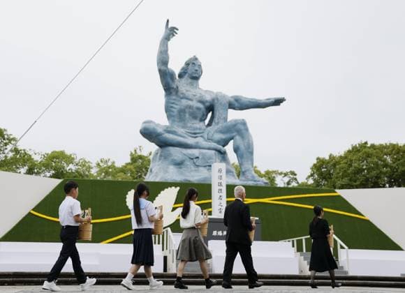 81st A-bomb anniversary in Nagasaki A memorial ceremony marking the 81st anniversary of the U.S. atomic bombing of Nagasaki is held at Peace Park in the southwestern Japan city on Aug. 9, 2026.  A14AA0005625386P