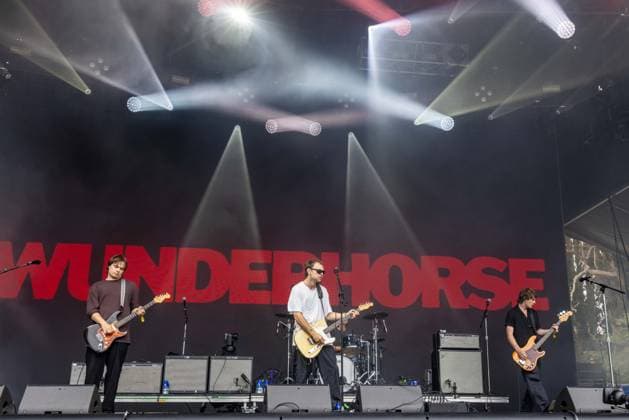 August 8, 2026, San Francisco, California, USA: HARRY FOWLER, JACOB SLATER and SEB BYFORD of British rock band Wunderhorse during Outside Lands Music Festival in San Francisco, California San Francisco USA  - ZUMAs135 20260808_zap_s135_027 Copyright: xDanielxDeSloverx