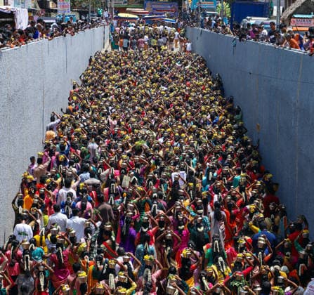 Thousands of devotees take part in a procession from Seeyathamman Temple Chennai, Aug 09 (ANI): Thousands of devotees carry flower-decorated milk pots on their heads as part of a ritual during a procession from Seeyathamman Temple at Korattur, in Chennai on Sunday. Chennai Tamil Nadu India Copyright: xANIx ANI_20260809243