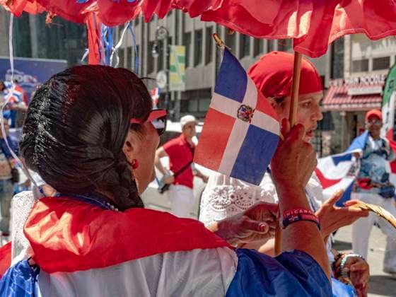 August 9, 2026, New York, New York, USA: Dominican pride on display at the 44th annual Dominican Day Parade on Sixth Avenue..With the theme of Identity and Culture under a blazing sun thousands marched and watched .as merengue, bachata music, colorful floats and traditional dance groups made their way up.the avenue. New York USA - ZUMAh156 20260809_znp_h156_002 Copyright: xMiloxHessx