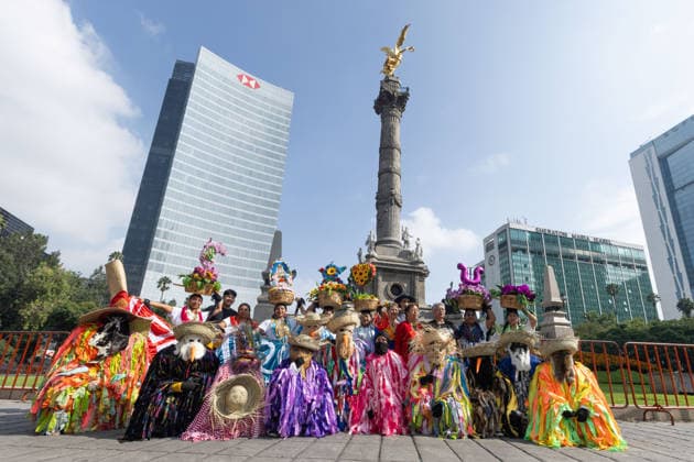 August 9, 2026, Mexico City, Mexico: The Mexico City government held the 17th Mega Calenda 2026, a cultural parade that traveled from the Angel of Independence along Paseo de la Reforma to the citys Zocalo, featuring participants in traditional clothing, dances and music, as part of International Indigenous Peoples Day and the 12th Festival of Indigenous Cultures, Indigenous Peoples and Native Neighborhoods of Mexico City. Mexico City Mexico  - ZUMAl178 20260809_znp_l178_005 Copyright: xCristianxLeyvax