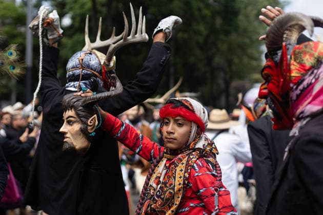 August 9, 2026, Mexico City, Mexico: The Mexico City government held the 17th Mega Calenda 2026, a cultural parade that traveled from the Angel of Independence along Paseo de la Reforma to the citys Zocalo, featuring participants in traditional clothing, dances and music, as part of International Indigenous Peoples Day and the 12th Festival of Indigenous Cultures, Indigenous Peoples and Native Neighborhoods of Mexico City. Mexico City Mexico - ZUMAl178 20260809_znp_l178_004 Copyright: xCristianxLeyvax