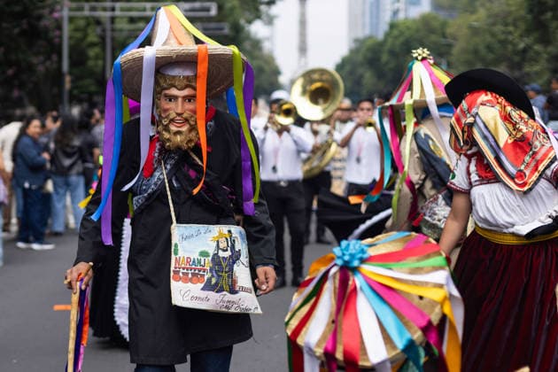 August 9, 2026, Mexico City, Mexico: The Mexico City government held the 17th Mega Calenda 2026, a cultural parade that traveled from the Angel of Independence along Paseo de la Reforma to the citys Zocalo, featuring participants in traditional clothing, dances and music, as part of International Indigenous Peoples Day and the 12th Festival of Indigenous Cultures, Indigenous Peoples and Native Neighborhoods of Mexico City. Mexico City Mexico - ZUMAl178 20260809_znp_l178_007 Copyright: xCristianxLeyvax