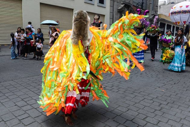 August 9, 2026, Mexico City, Mexico: The Mexico City government held the 17th Mega Calenda 2026, a cultural parade that traveled from the Angel of Independence along Paseo de la Reforma to the citys Zocalo, featuring participants in traditional clothing, dances and music, as part of International Indigenous Peoples Day and the 12th Festival of Indigenous Cultures, Indigenous Peoples and Native Neighborhoods of Mexico City. Mexico City Mexico  - ZUMAl178 20260809_znp_l178_030 Copyright: xCristianxLeyvax
