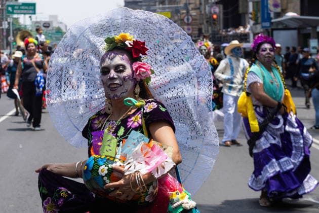 August 9, 2026, Mexico City, Mexico: The Mexico City government held the 17th Mega Calenda 2026, a cultural parade that traveled from the Angel of Independence along Paseo de la Reforma to the citys Zocalo, featuring participants in traditional clothing, dances and music, as part of International Indigenous Peoples Day and the 12th Festival of Indigenous Cultures, Indigenous Peoples and Native Neighborhoods of Mexico City. Mexico City Mexico  - ZUMAl178 20260809_znp_l178_032 Copyright: xCristianxLeyvax
