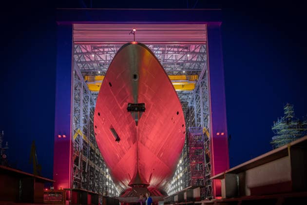 August 9, 2026, Gdynia, Poland: The Wicher frigate, the first of three vessels built under the Miecznik programme, during a ceremonial roll out from the shipbuilding hall at PGZ Stocznia Wojenna in Gdynia. Gdynia Poland - ZUMAl194 20260809_zip_l194_007 Copyright: xMarekxLadzinskix