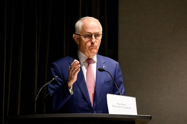 AUKUS PUBLIC INQUIRY, Former Prime Minister Malcom Turnbull speaks during the AUKUS public inquiry at NSW Parliament House in Sydney, Monday, August 10, 2026. ( NO ARCHIVING SYDNEY NEW SOUTH WALES AUSTRALIA  Copyright: xBIANCAxDExMARCHIx 20260810131471214932