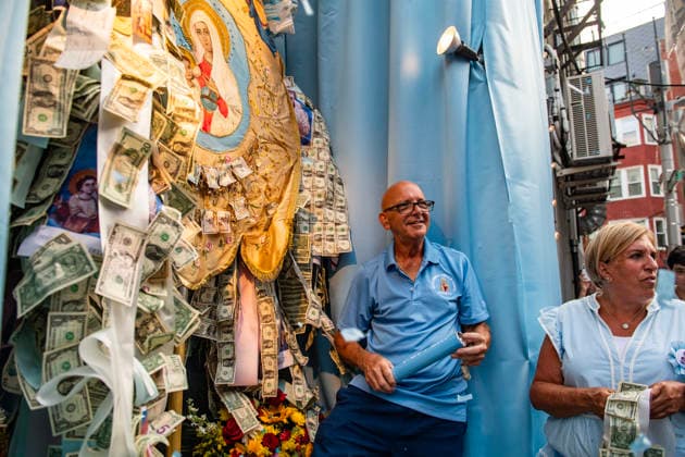 August 9, 2026, Boston, Massachusetts, USA: The image of the saint is returned to its home during the Feast of the Madonna Della Cava in the North End of Boston, Massachusetts on August 9, 2026. Boston USA  - ZUMAp158 20260809_aap_p158_034 Copyright: xJosephxPreziosox