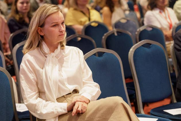 August 9, 2026, Warsaw, Poland: Belsat editor-in-chief Alina Koushyk listens to a speech during the New Belarus Conference. The second day of the New Belarus Conference brought together representatives of Belarusian democratic forces, activists, former political prisoners, civil society representatives and international partners. The programme focused on discussions about Belarus, support for Belarusians, regional developments and the role of democratic forces in shaping the country™s future. Warsaw Poland - ZUMAs197 20260809_aaa_s197_048 Copyright: xVolhaxShukailax